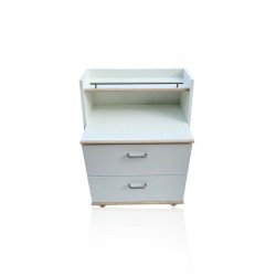 Meuble colonne blanc à roulettes – 2 tiroirs pour spa & massage