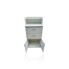 Meuble colonne blanc à roulettes – 2 tiroirs pour spa & massage