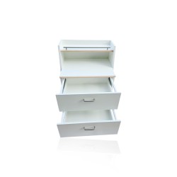Meuble colonne blanc à roulettes – 2 tiroirs pour spa & massage