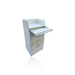 Meuble colonne blanc à roulettes – 2 tiroirs pour spa & massage
