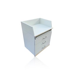 Meuble colonne blanc à roulettes – 2 tiroirs pour spa & massage