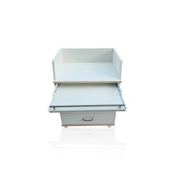 Meuble colonne blanc à roulettes – 2 tiroirs pour spa & massage