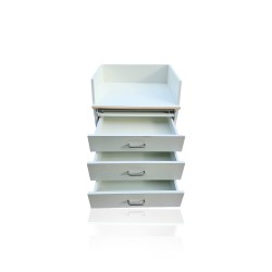 Meuble colonne blanc à roulettes – 2 tiroirs pour spa & massage
