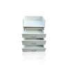 Meuble colonne blanc à roulettes – 2 tiroirs pour spa & massage